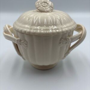Leedsware Classic Creamware Fine Pottery Double-Handled Sugar Bowl England
